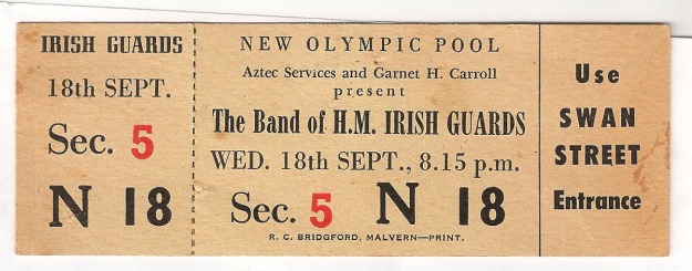Irish Guards ticket  18-9-1957 b