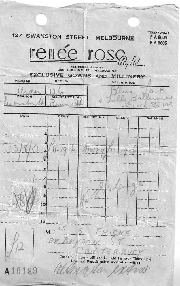 Renee rose receipt  13-8-1951 b