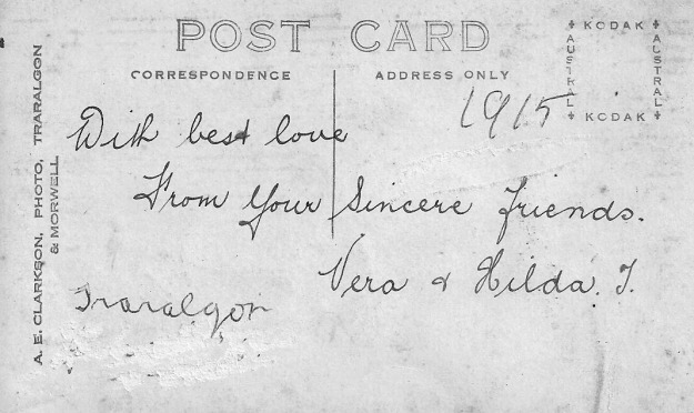 Vera Hilda 1915 Traralgon postcard back